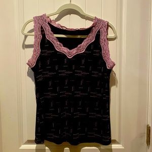 Dressy tank with lace trim.